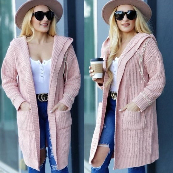 ABIGIAL Blush Soft Thick Knit Cardigan - Picture 1 of 4